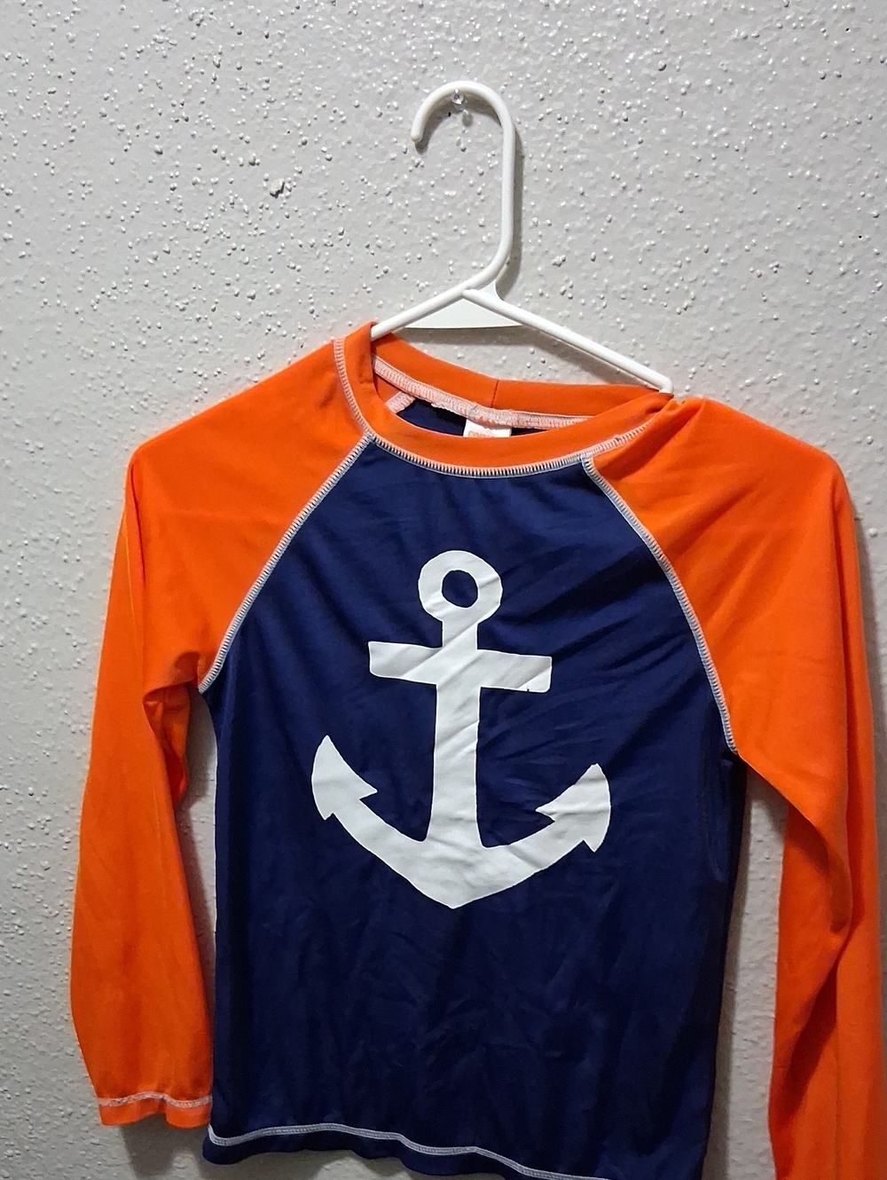 Old Navy Navy and Orange Anchor Rashguard